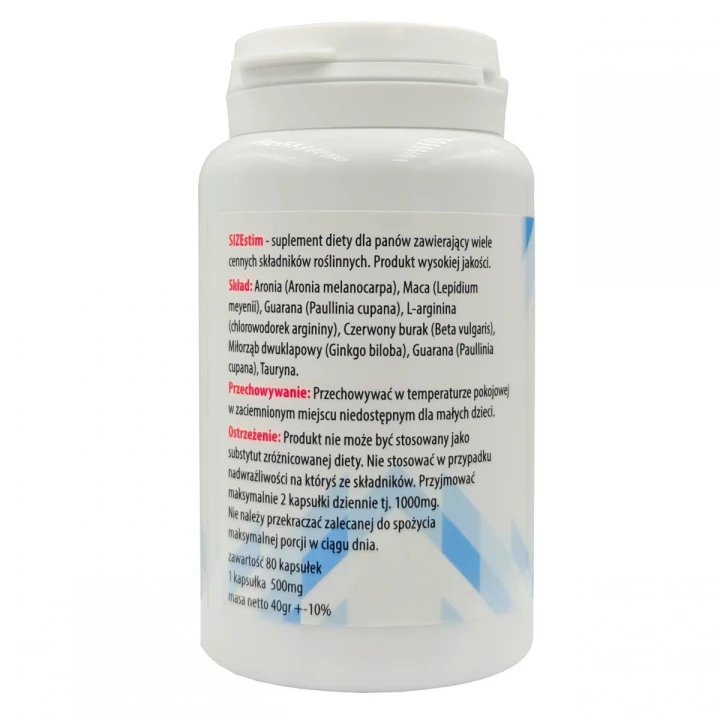 Suplement diety - SIZE STIM 80 kaps - powiększenie, poprawa libido, wzmocniona erekcja