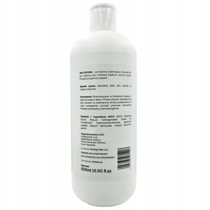 Żel analny MAX FISTING 500ml - gęsty, ekstremalne nawilżenie, bezpieczny poślizg
