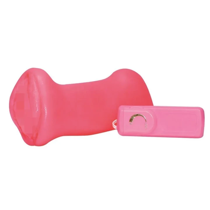 Masturbator - Wibracyjny, Różowy, Elastyczny, PVC, Długość 17,5 cm