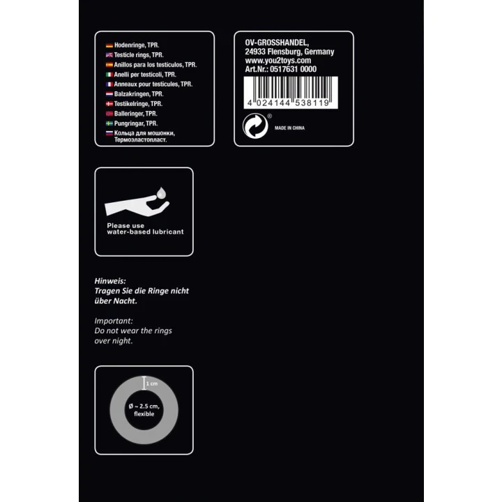 Zestaw do rozciągania jąder Rebel Ball, 3 pierścienie, TPR, średnica 2,5 cm