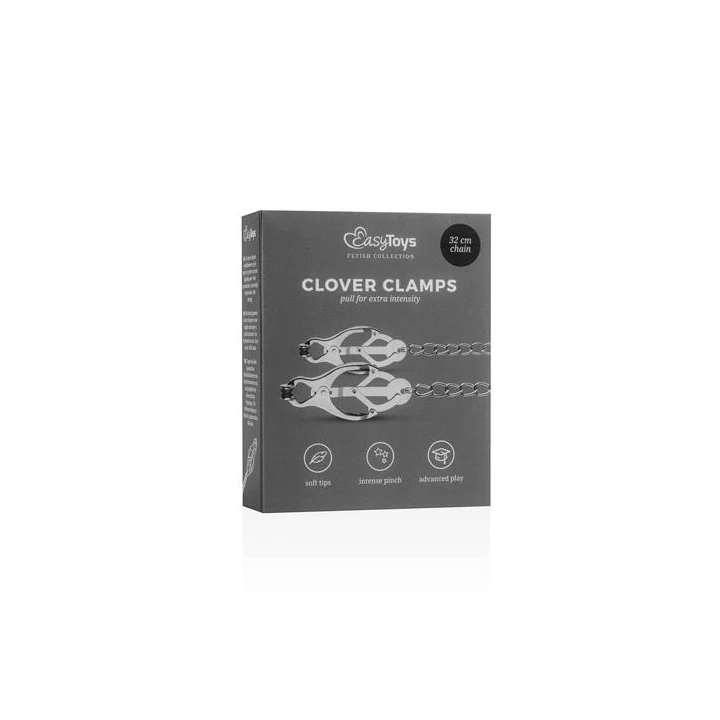 Zaciski na sutki z łańcuchem EasyToys, metal, z osłonkami ochronnymi, 3.5 cm