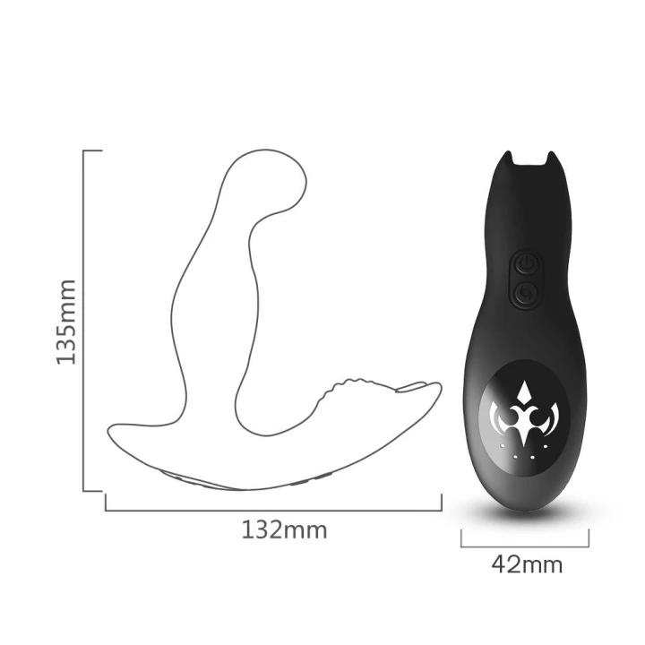 Masażer prostaty Bat King Black, silikonowy, 9 trybów wibracji, wodoodporny