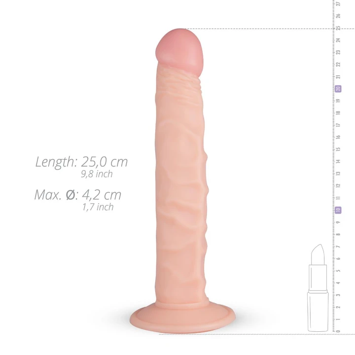 Dildo RealFantasy Scott, 25 cm, elastyczny z przyssawką, do stymulacji analnej i pochwowej
