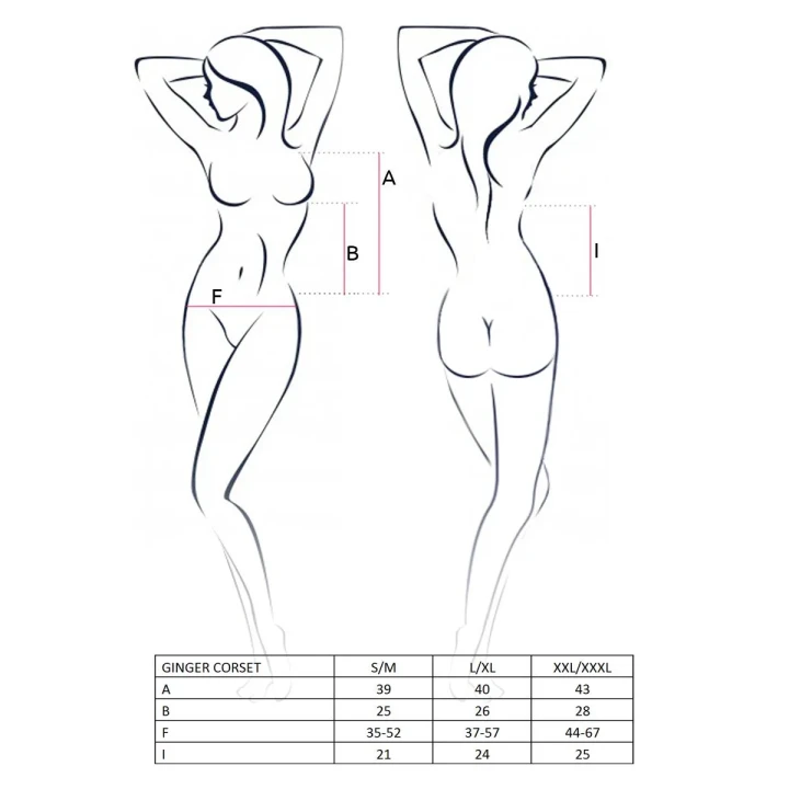 Gorset koronkowy CASMIR GINGER, regulowane ramiączka, sznurowanie na plecach, czarny XXL/XXXL