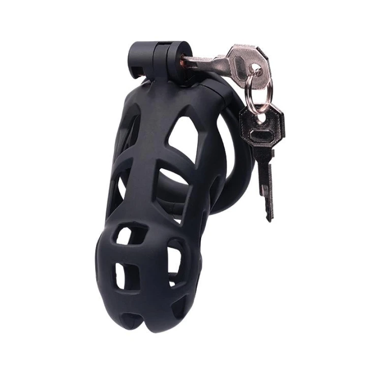 Klatka na penisa M – ABS z zamkiem i 4 pierścieniami (3,8–5,2 cm)