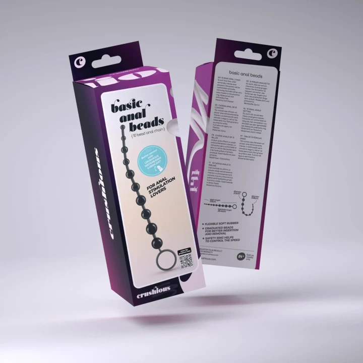 Łańcuszek analny Crushious, elastyczny, 10 koralików, wodoodporny, średnica 0,8-2,5cm