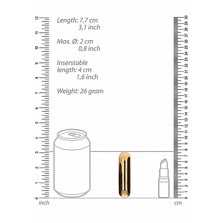 Wibrator pociskowy, złoty - 10 prędkości, USB, IPX7, cichy pod 50 dB