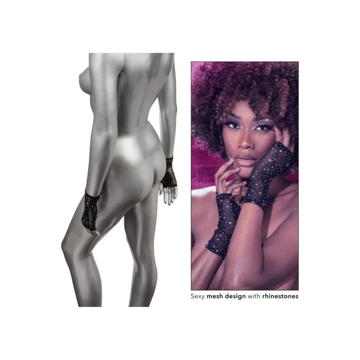 Rękawiczki bez palców Radiance, eleganckie, z kryształkami, uniwersalne rozmiary