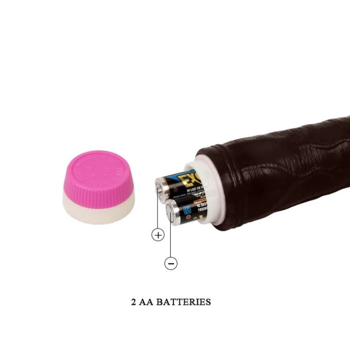 Dildo BAILE z wibracjami, 23 cm długości, TPR ABS, żłobiony trzon