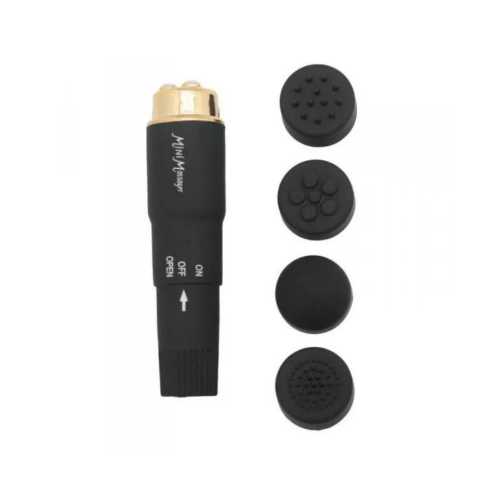 Wibrator mini Toyz4Lovers, wodoodporny, 4 nasadki, 10 cm długości