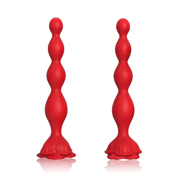 Stymulator analny, Rosestick Red - 9 funkcji wibracji, silikon medyczny, 10,2 cm