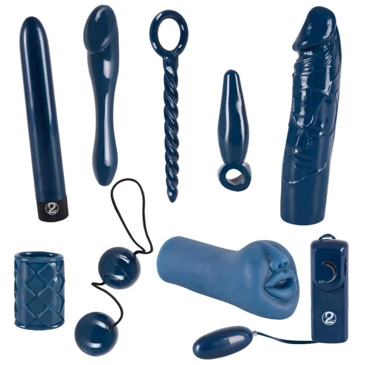 Zestaw zabawek seksualnych „Midnight Blue Set” – 9 elementów, TPE, rozmiar 6-23 cm