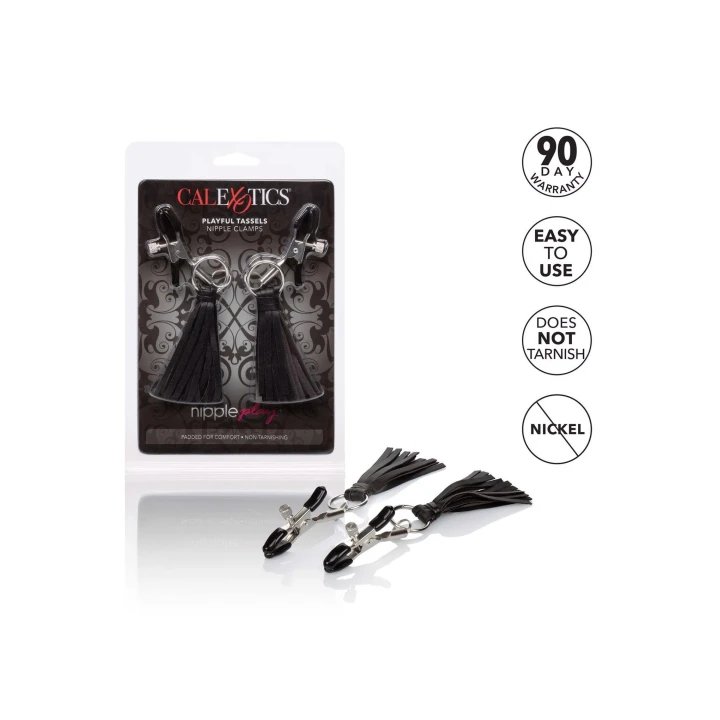 Klipsy na sutki - Nierdzewne, z frędzlami PU, długość 5.75 cm