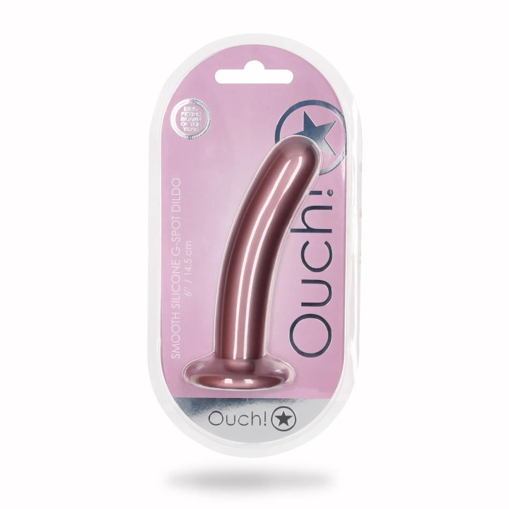 Dildo silikonowe Ouch! - 6'', zakrzywione, z przyssawką, wodoodporne