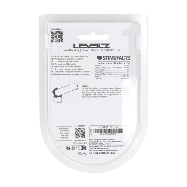 Pierścień erekcyjny silikonowy LEVELZ - M, 35mm, czarny, bez wibracji, elastyczny
