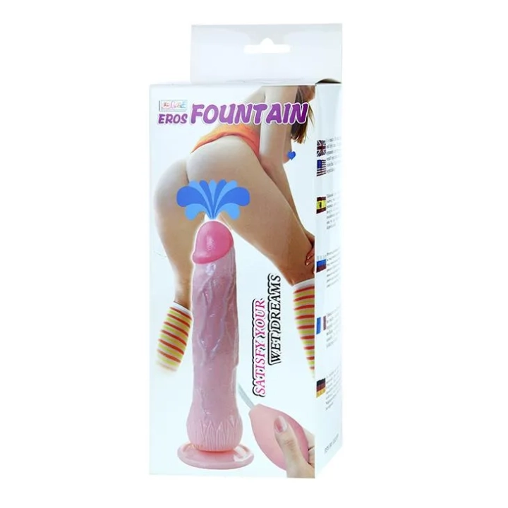 Dildo BAILE Eros - z efektem wytrysku, przyssawka, długość 19,5 cm, średnica 4 cm