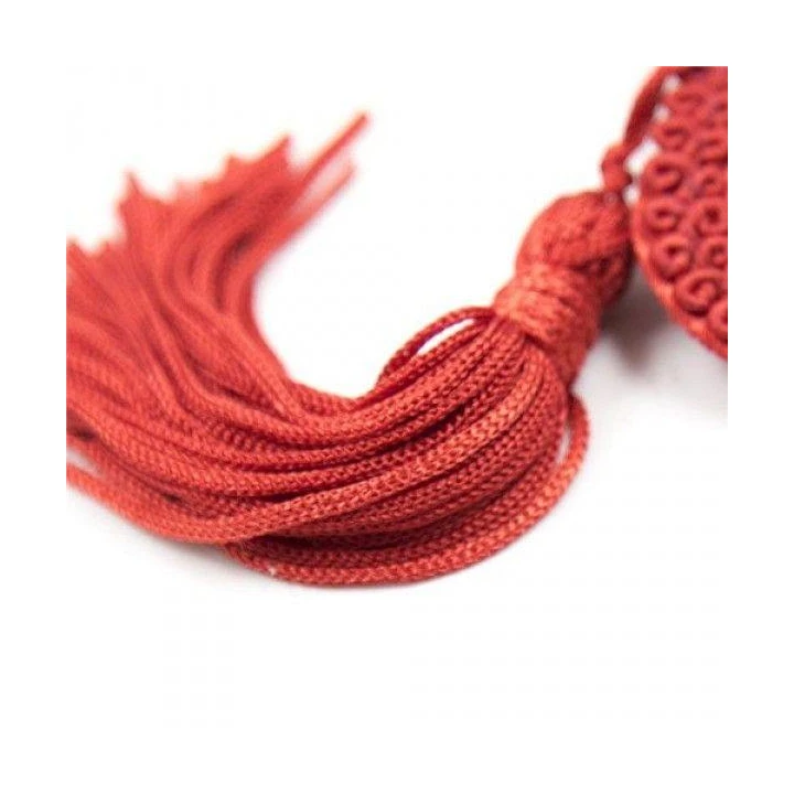 Nakładki na biust samoprzylepne sercowe z frędzelkami, wielokrotnego użytku, kolor czerwony