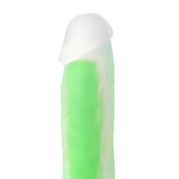 Dildo Dick Glow BY TOYFA 13cm, świecący w ciemności, dwuwarstwowy silikon