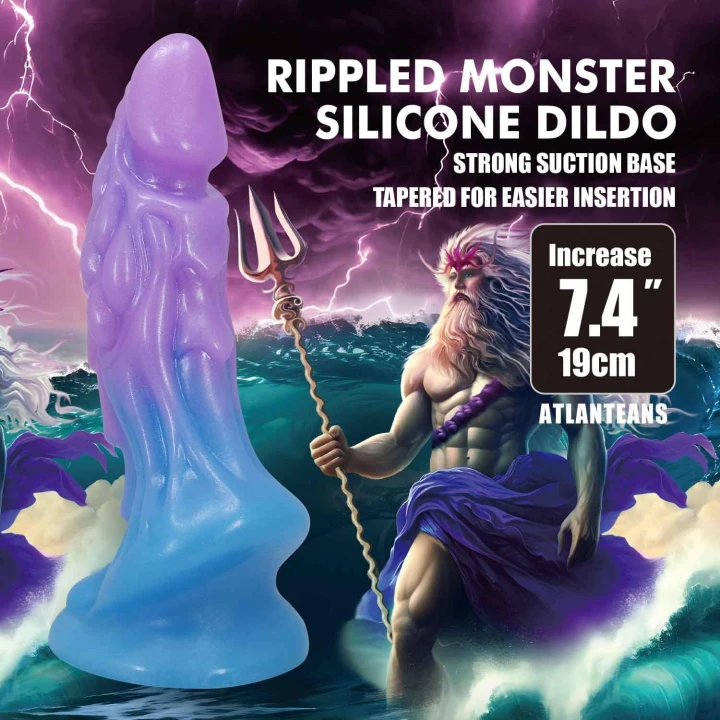Dildo Power Monsters Atlanteans - 19 cm, silikonowy, przyssawka, rzeźbiony design