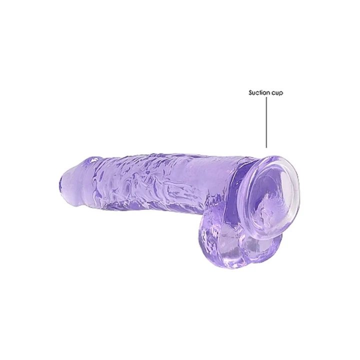 Dildo REALROCK CRYSTAL CLEAR 23 cm, różowy, przyssawka, wodoodporny, bez ftalanów