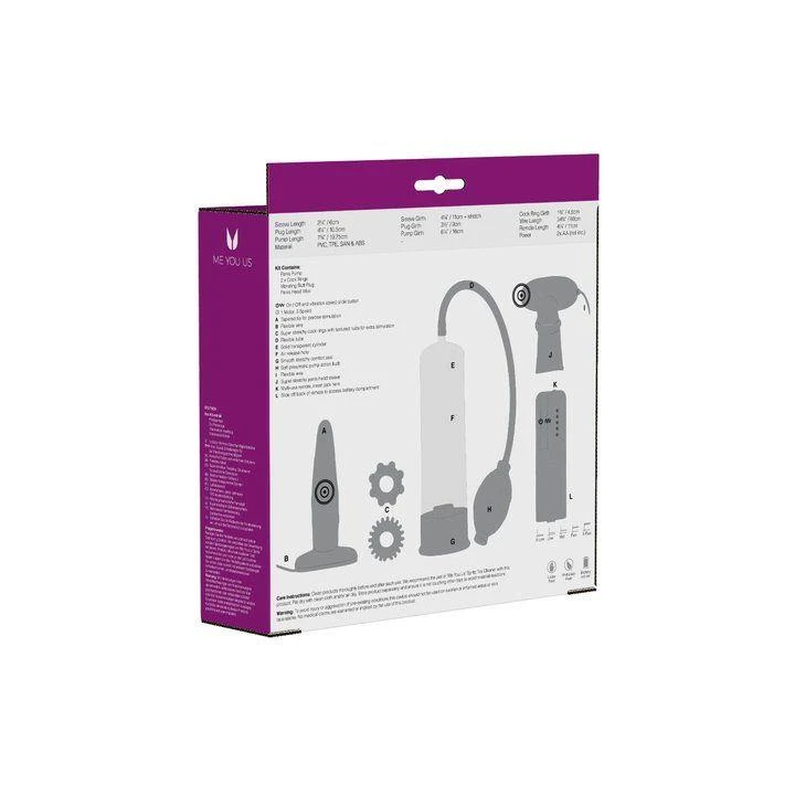 Zestaw erotyczny dla par Me You Us Male Collection: pompka, pierścienie, wibrator analny