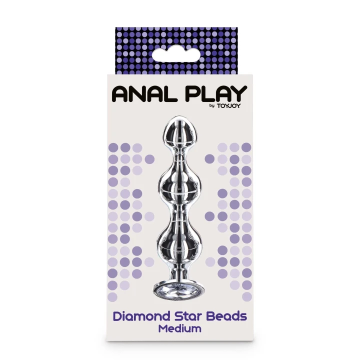 Zatyczka analna TOYJOY Diamond Star Beads, aluminium, 11.7 cm, bezniklowa