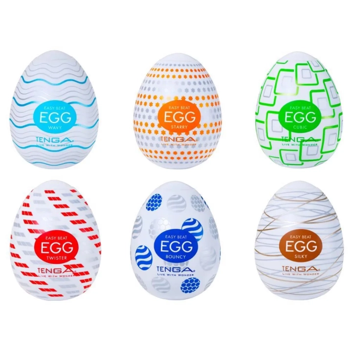 Masturbatory jajka Tenga Egg Variety Pack - 6 elastycznych, jednorazowych stymulatorów