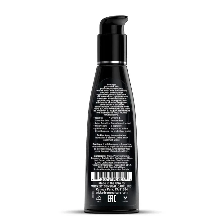 Lubrykant wodny WICKED AQUA SENSITIVE 120ML | Hipoalergiczny | Ekstrakty z aloesu i oliwek