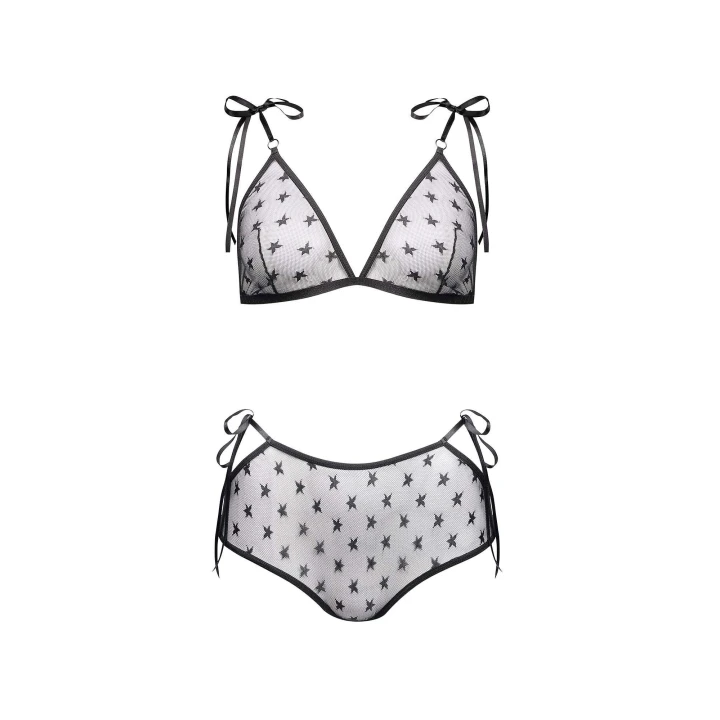 Biustonosz ANAIS Amelie XXL/XXXL - tiulowe gwiazdki, ozdobne wiązania, utrzymujące wsparcie