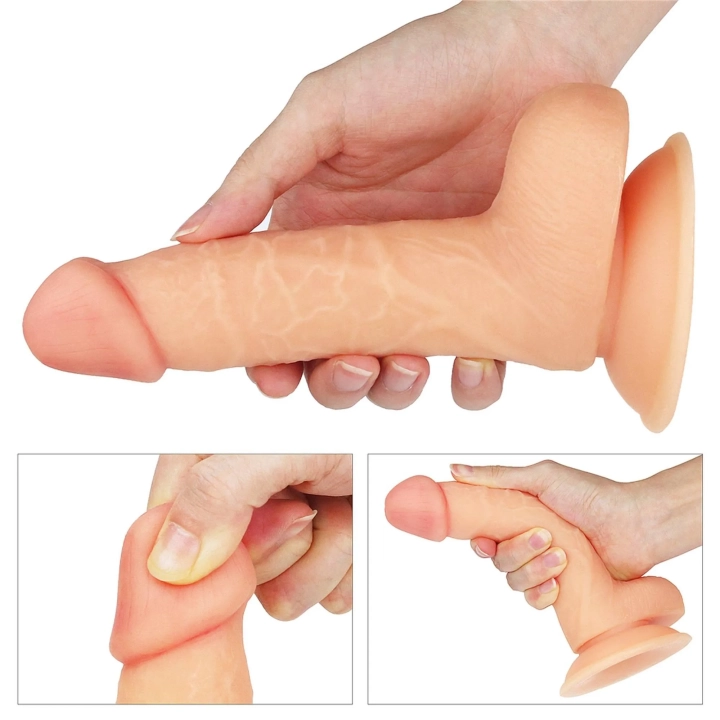 Dildo Wibrujący Easy Strapon 7'', TPE, Elastyczne Szelki, 2 Prędkości Wibracji