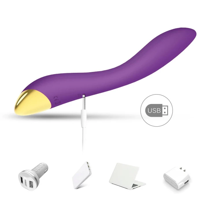 Wibrator ergonomiczny Flamingo Purple, 9 trybów wibracji, wodoodporny, silikonowy