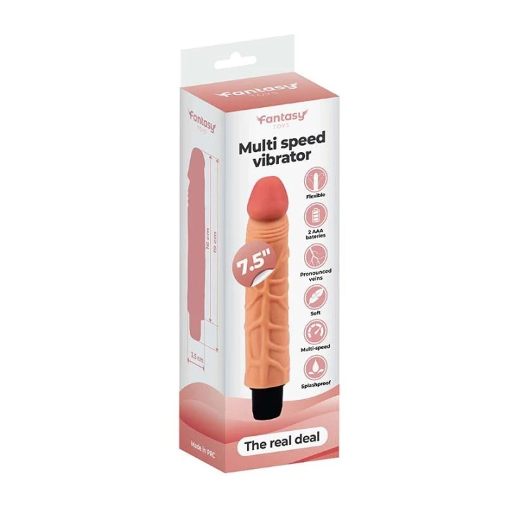 Wibrator The Real Deal – miękki TPE, 19 cm, regulacja Multi-Speed