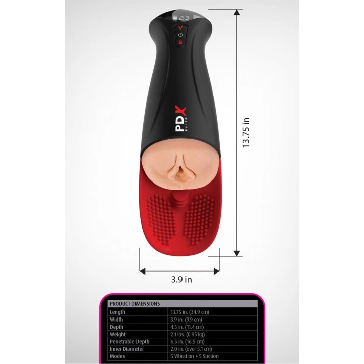 Masturbator PDX Elite Fuck-O-Matic Pro XL, Funkcja masażu, 5 trybów wibracji