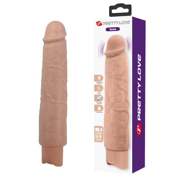 Dildo Pretty Love Soren, 25,2cm długości, 10 trybów wibracji, materiał TPE