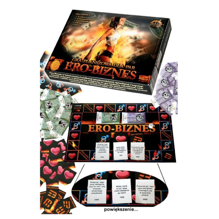 Gra planszowa erotyczna dla par – GRA ERO BIZNES, A3, 48 banknotów, 48 kart 특별nych