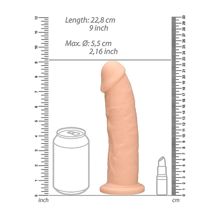 Dildo REALROCK ULTRA - 22,8 cm, silikonowe, termoelastyczne, przyssawka