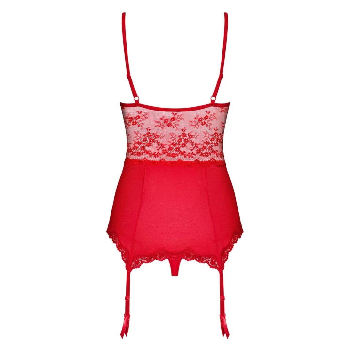 Gorset OBSESSIVE Lovica L/XL, regulowane szelki, koronkowe detale, stringi w komplecie