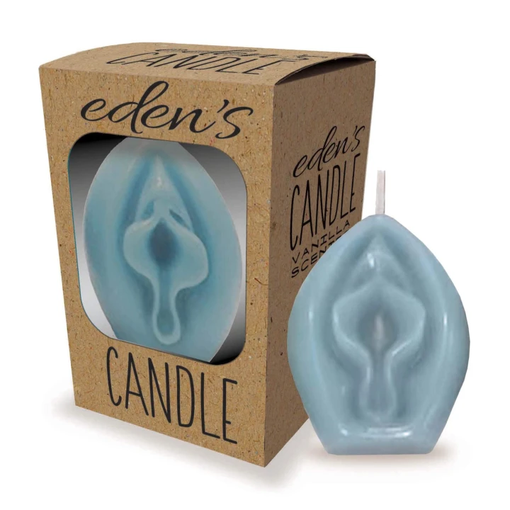 Świeca zapachowa - Eden’s Candles - Wanilia, Niebieski, 3 cale, 12-godzinny czas palenia