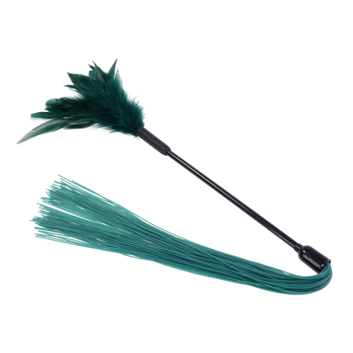 Piórkowy drażniacz (feather tickler) Indica – dwustronny: pióra + silikon, kompaktowy