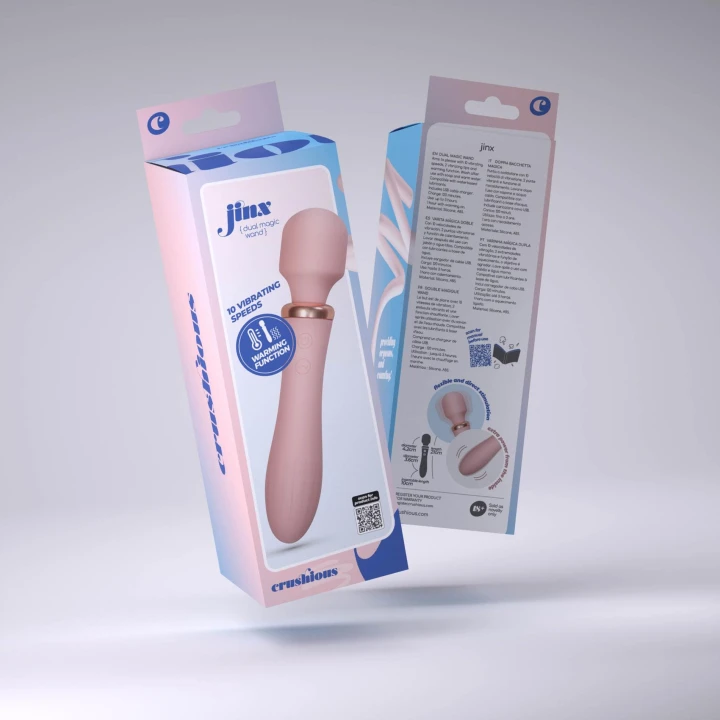 Masażer podwójny CRUSHIOUS JINX, długość 21 cm, 10 trybów wibracji, silikon