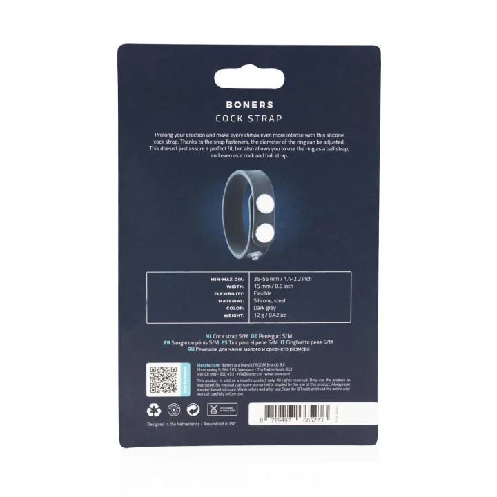 Pierścień na penisa Boners – regulowany S/M, silikonowy, stymulacja penisa