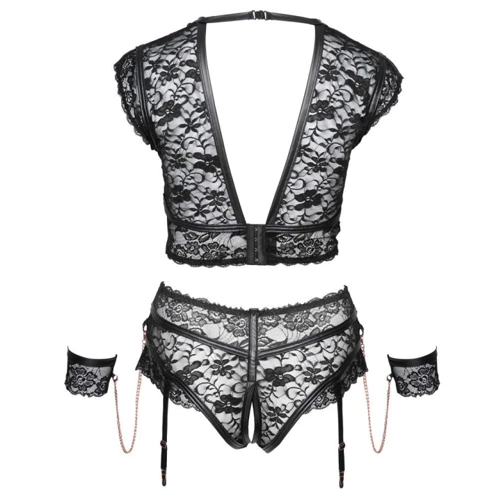 Biustonosz COTTELLI LINGERIE BONDAGE 3XL, koronka, regulowane szelki, różowe złoto