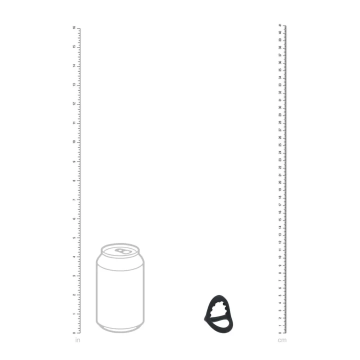 Pierścień na Penisa i Jądra Tri-O LEVELZ - Silikon, 5,2 cm, Czarny