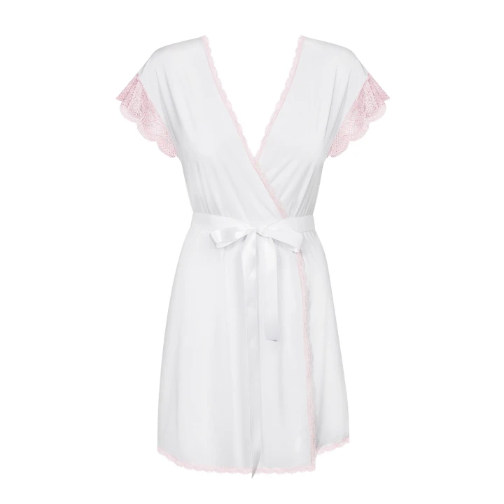 Peniuar damski Girlly, OBSESSIVE, koronkowe rękawki, satynowy pasek, S/M