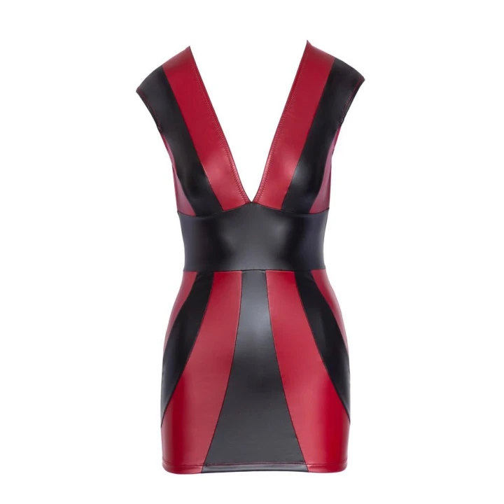 Sukienka COTTELLI PARTY czerwona/czarna, taliowana, z głębokim dekoltem