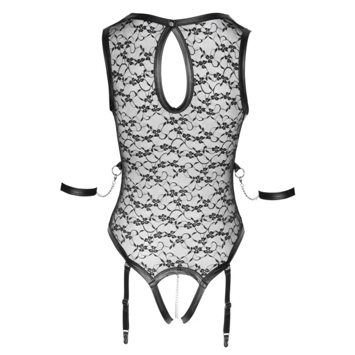 Body COTTELLI BONDAGE z koronką, regulowanym krocze i odpinanymi szelkami