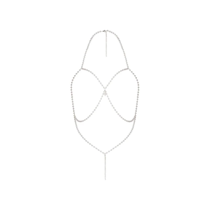 Biżuteria na ciało OBSESSIVE Lyxa - otwarty biustonosz, regulacja szyi, srebrna zawieszka