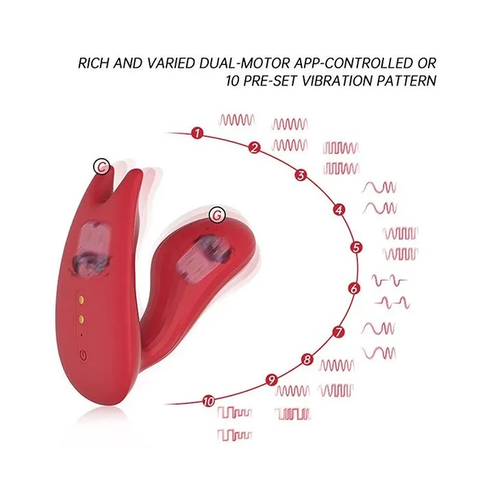 Wibrator podwójny Magic Umi - sterowanie aplikacją, wodoodporny, 10 prędkości