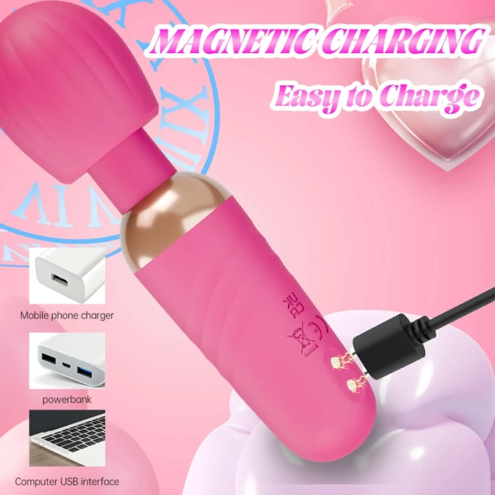 Masażer Wielofunkcyjny Little Fairy Wand Pink, 10 trybów wibracji, silikon medyczny