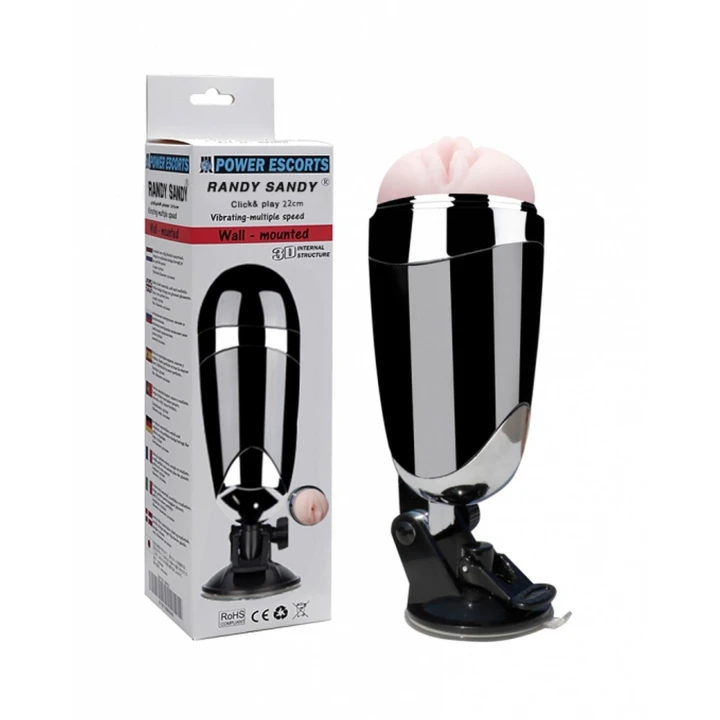 Masturbator ścienny Randy Sandy 22 cm z wibracją i uchwytem montażowym